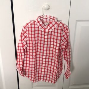 Red checkered Button down shirt. New. 4-5
